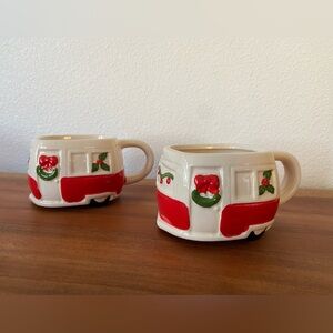 Royal Norfolk Christmas coffee mugs holiday decor camper trailer wreath 4 oz